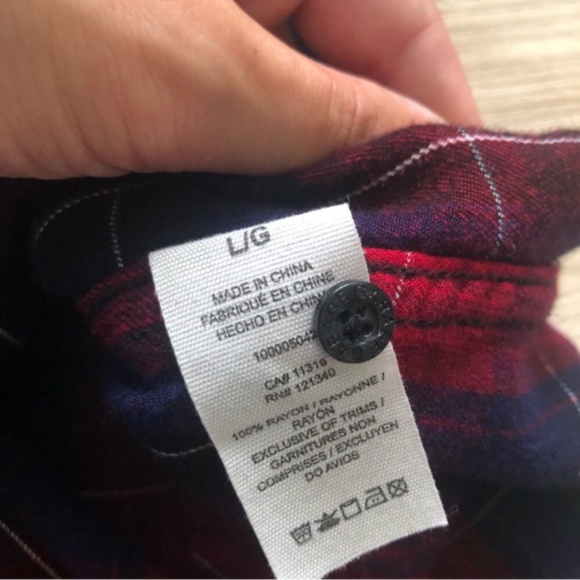 Red & Navy Blue Garage Flannel Button Up Top - Picture 6 of 7